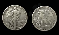 Walking Liberty Silver Half Dollar, 1945, WWII!